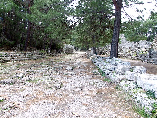 9-03-09-Phaselis-10-s.jpg - Teile des alten Straßenpflasters sind auch nach 2000 Jahren noch erhalten